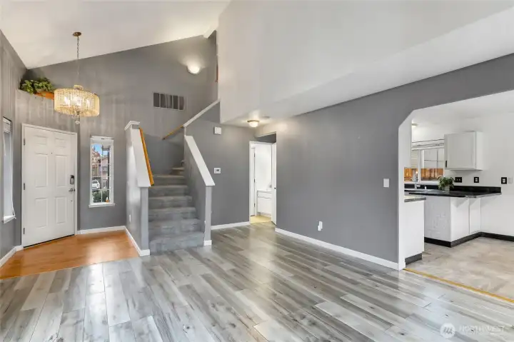 Open concept living and dining.