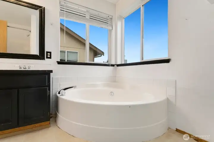 Plus an oversized soaking tub.
