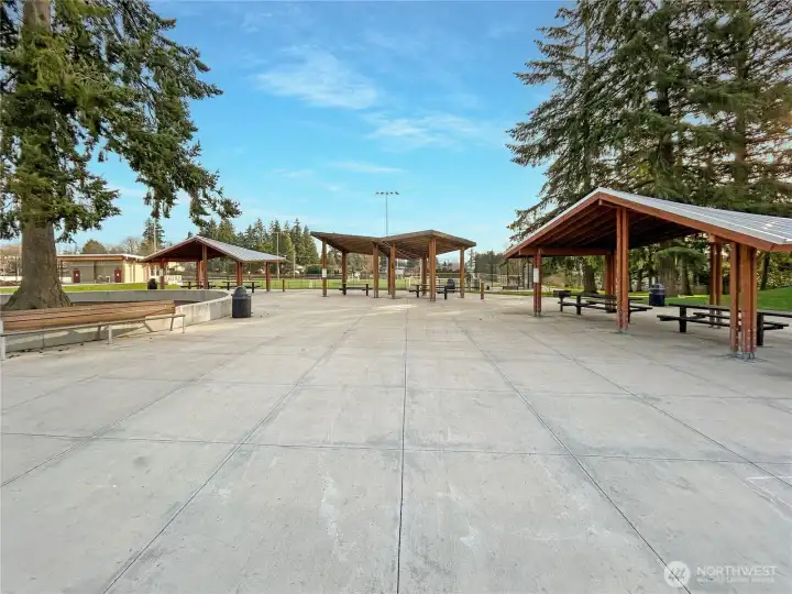 Picnic area and public restrooms.