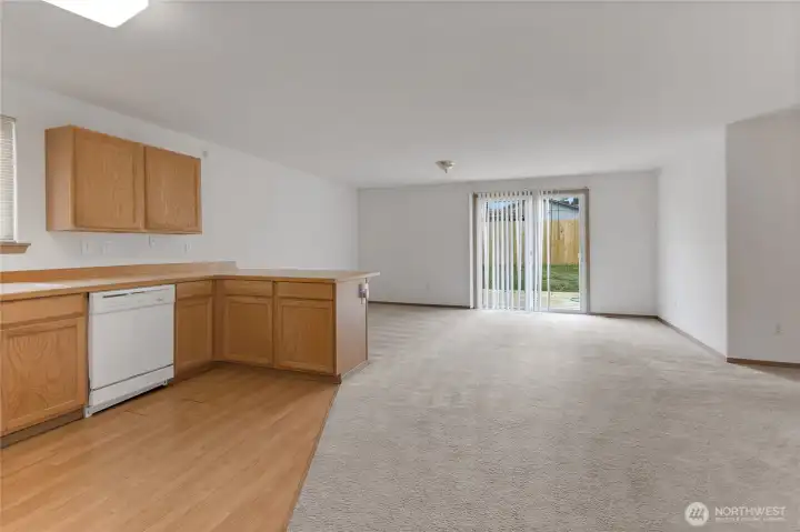 Kitchen view toward Backyard Sliding Glass Door