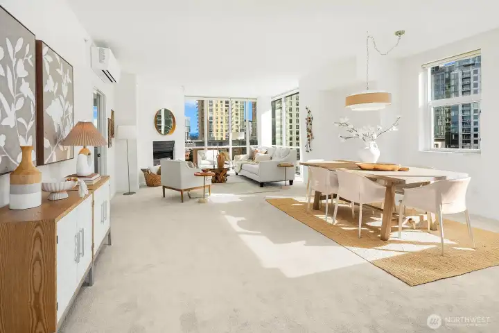 Sunny southern exposure floods the unit with natural light.