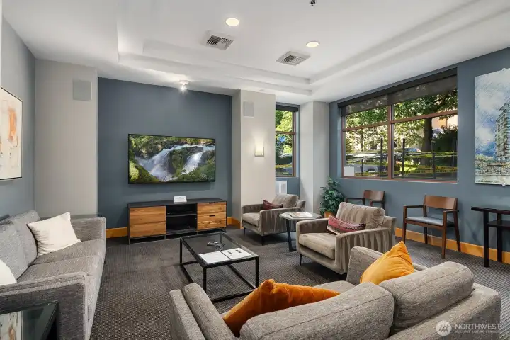 Resident party room with a TV for movies or the big game.