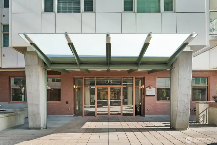 Impressive, covered entryway.