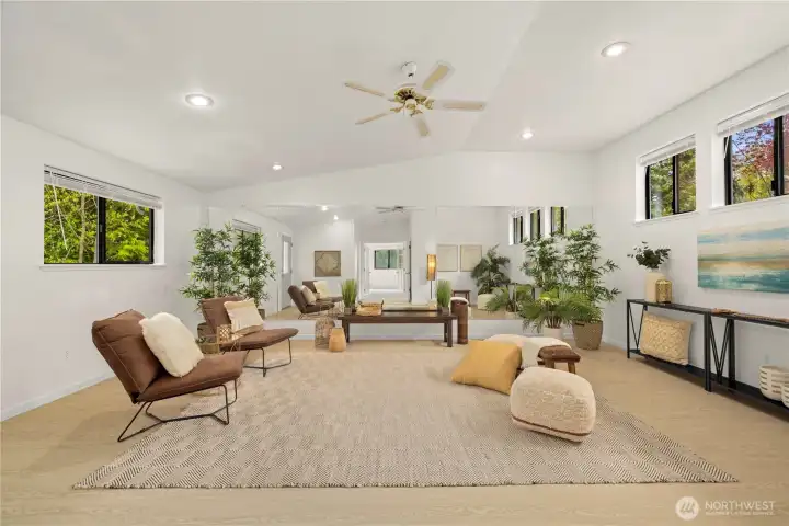 Upstairs studio space. Connected to the home via interior stairway AND has second exterior entrance. So many options!