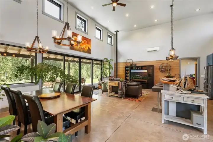 Great room with 18ft ceilings and amazing natural light.