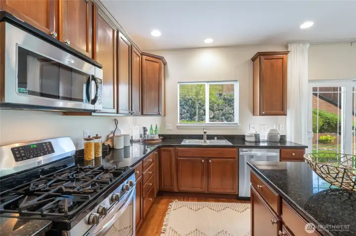 Gas stove, stainless appliances, everything else you could need!