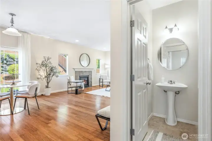 Powder bath on the main level.