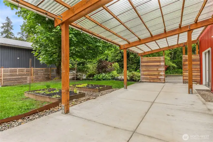 Partially fenced, established perennial garden. Partially fenced, established perennial garden.