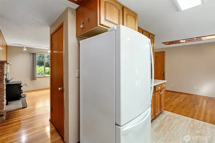 The refrigerator stays with the home and is a great size.