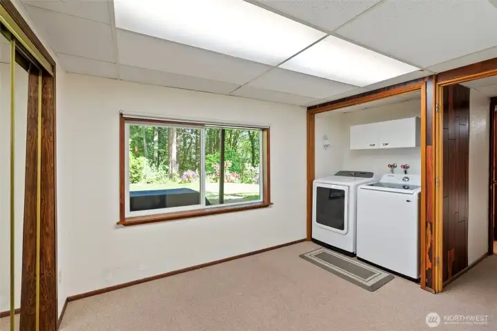 The utility room is in the lower level.  The washer was bought in spring of 2026 and the dryer in 2022.