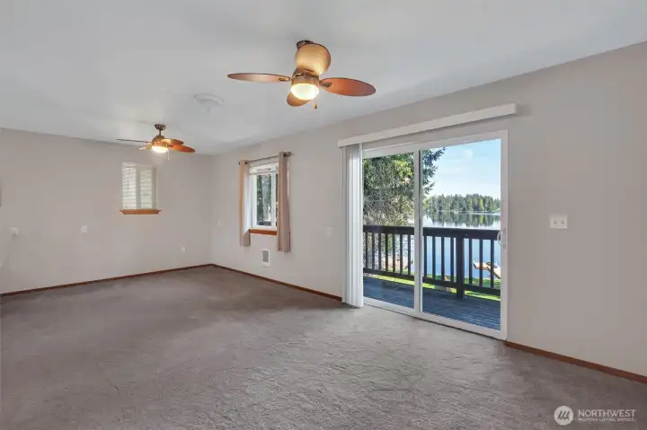 Upstairs living area with deck access