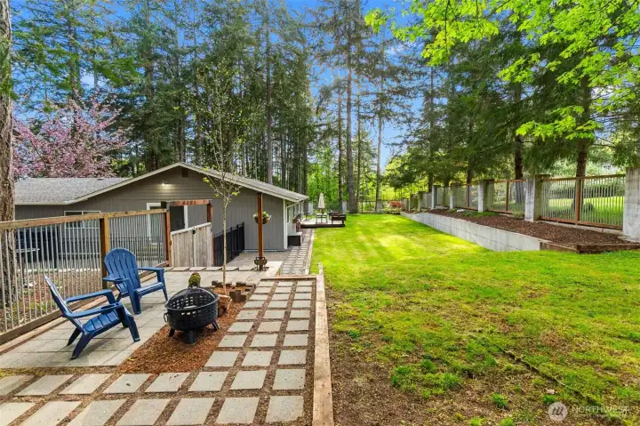 Approximately 160 foot wide backyard