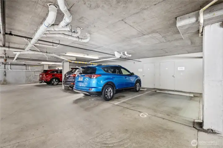 Secure garage parking with a dedicated parking space and private storage for added convenience and peace of mind. Secure garage parking with a dedicated parking space and private storage for added convenience and peace of mind.
