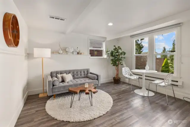 Living area of lower level unit. Note the daylight basement!!