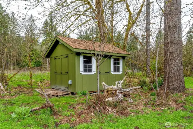 Shed has power for well plus power for RV.