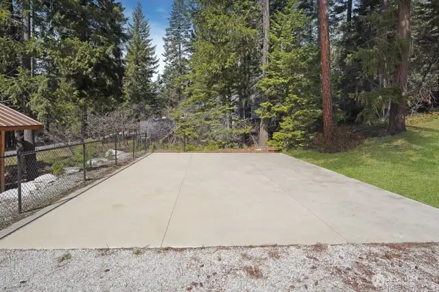 This is nearly a 1000 sqft sports court that can be used for basketball, pickleball, and much more.
