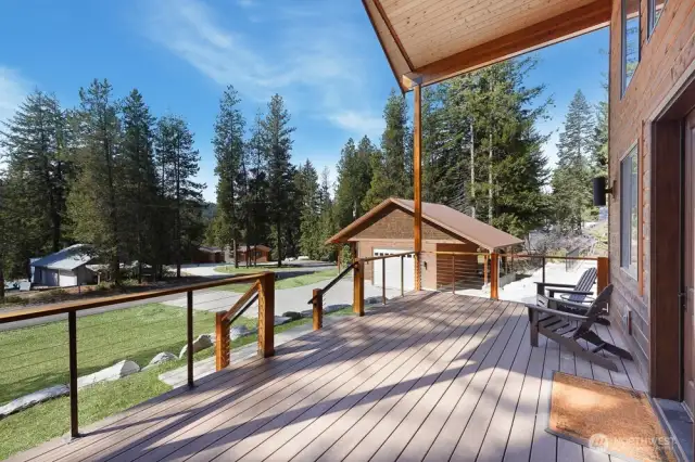 Relax on the large deck to enjoy sunsets.