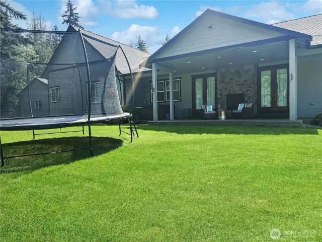 Expansive back yard to play in or relax.  Virtually enhanced grass.