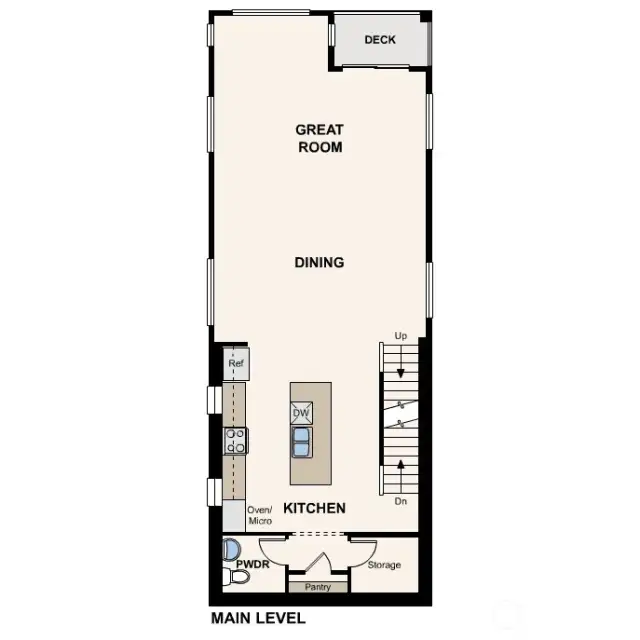 Second level main living and kitchen