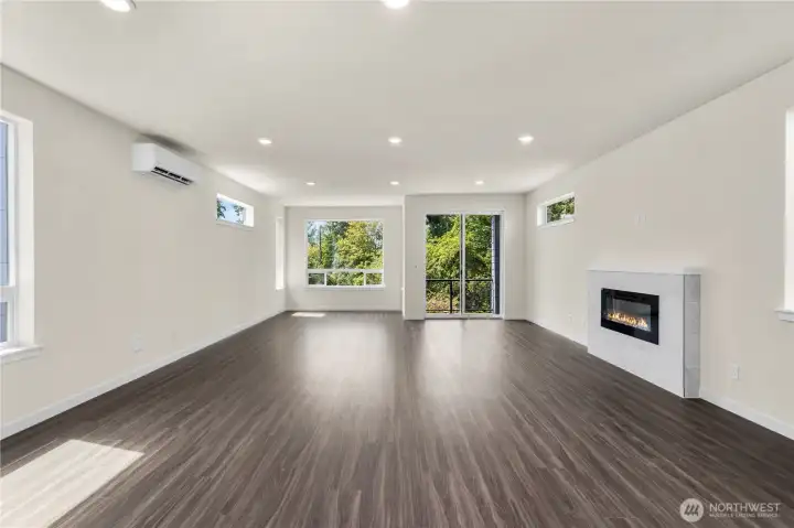 Balcony off of living area with peek-a-boo views of Lake Washington