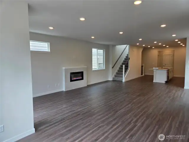 Spacious open-concept main living, dining and kitchen on second floor