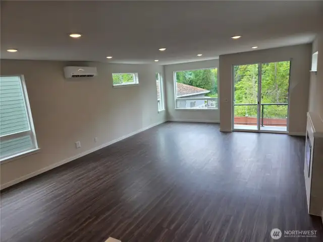 Balcony off of living area with peek-a-boo views of Lake Washington