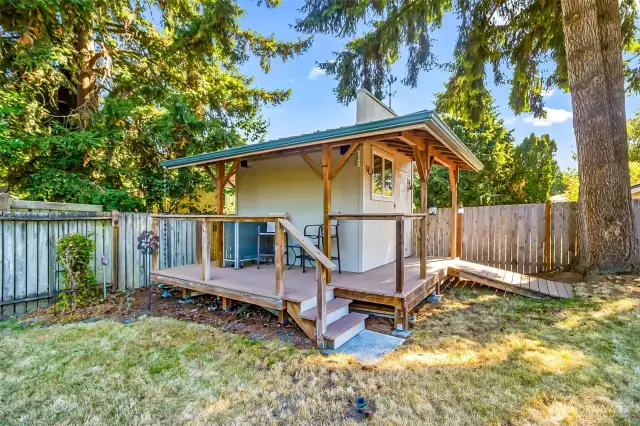 back shed with a deck