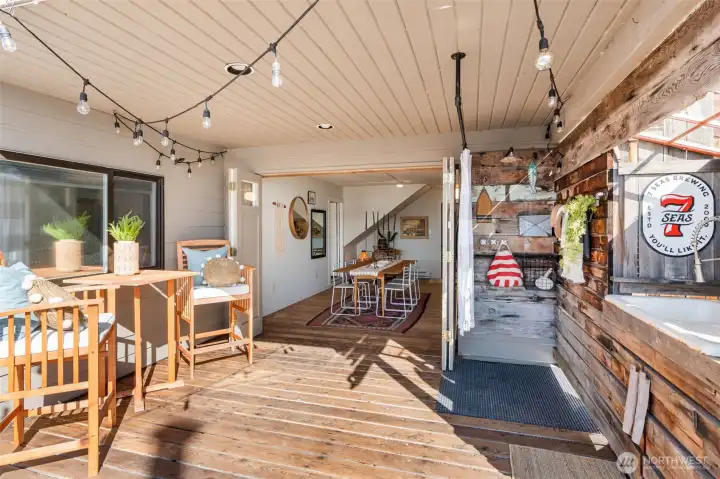 Outdoor shower off covered deck and Boathouse  4 North Salmon Beach