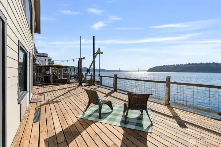 Large West Facing Deck with View of Narrows Bridge to the South  4 North Salmon Beach