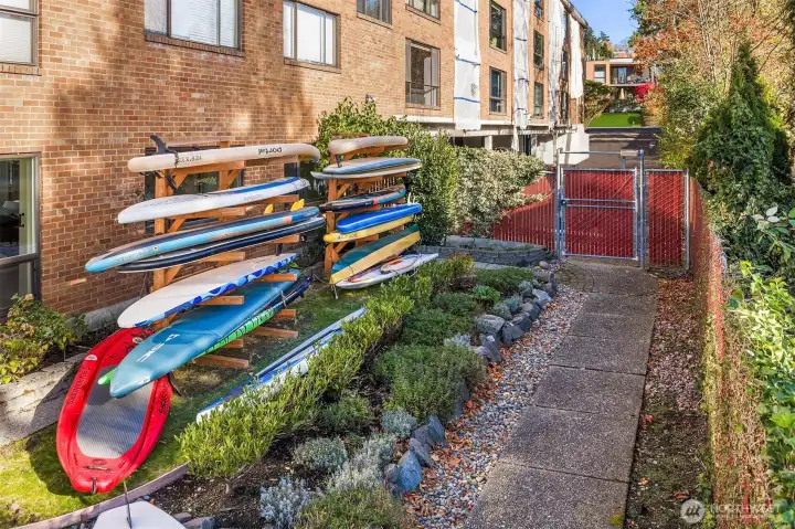 Bike and Paddle Board Storage on site