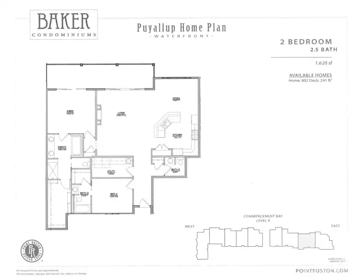 This was the original marketing brochure from the builder. Not the shaded area showing the location on the top floor of the, Baker building