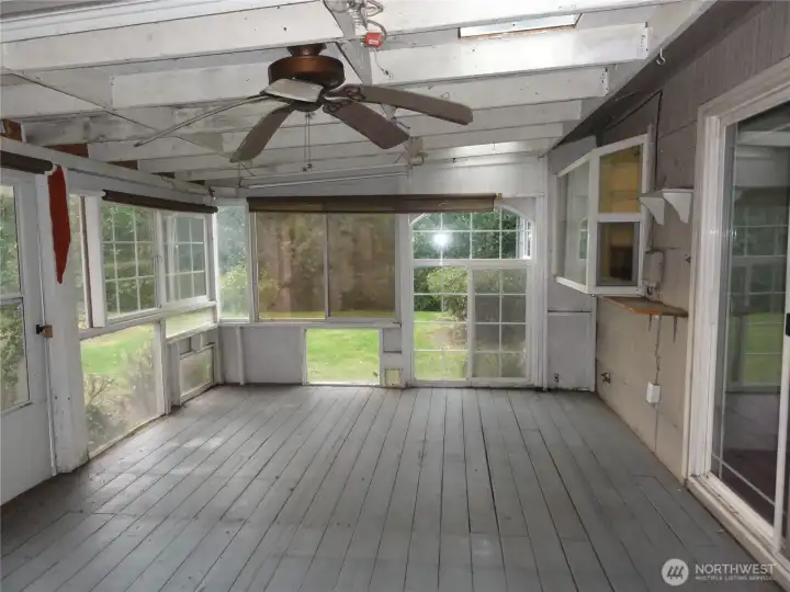 Covered patio off back.