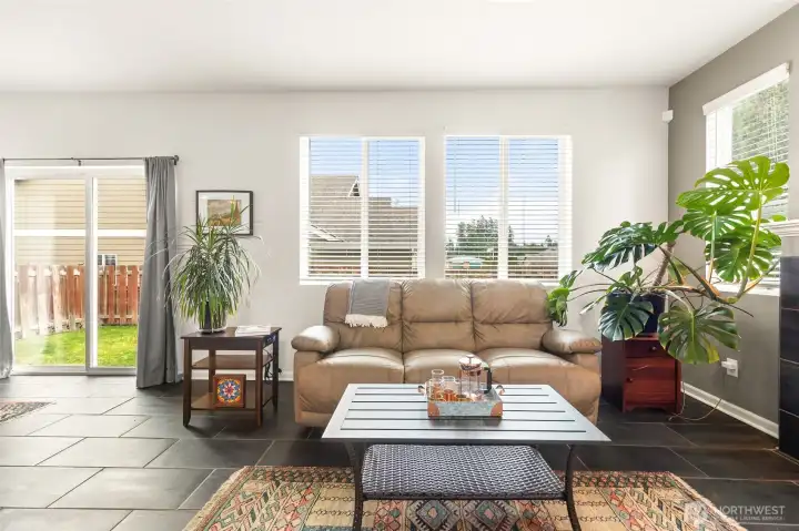 Another angle of the living room, showing off the windows.