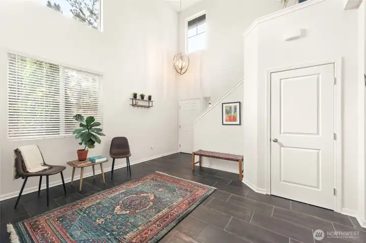 Let's revisit the entry as we turn to go upstairs...