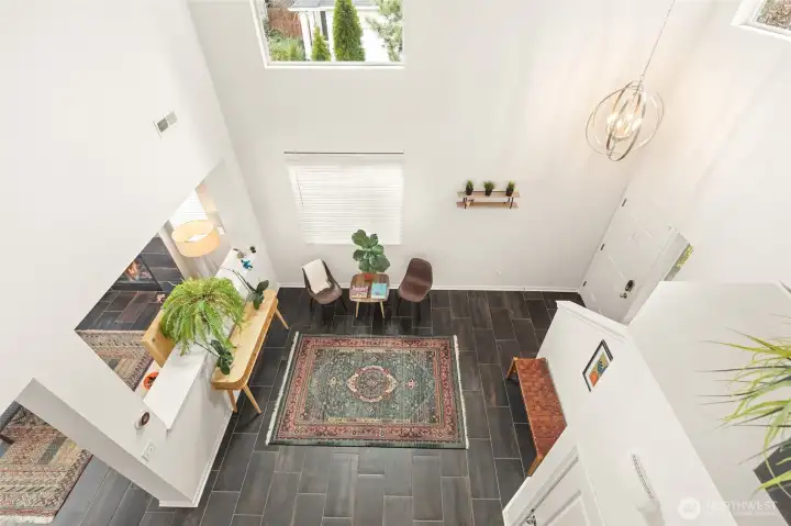 Looking down at the entry from upstairs.