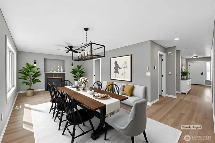 Virtually staged dining/family/bonus room