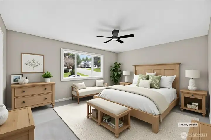 Virtually staged bedroom