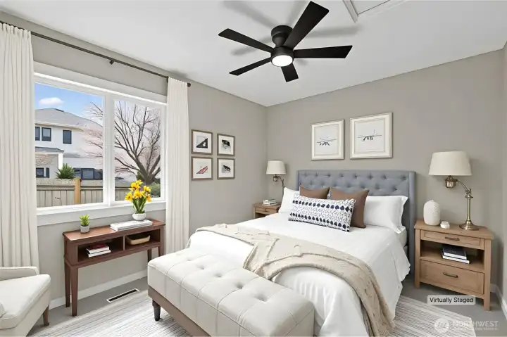 Virtually staged bed