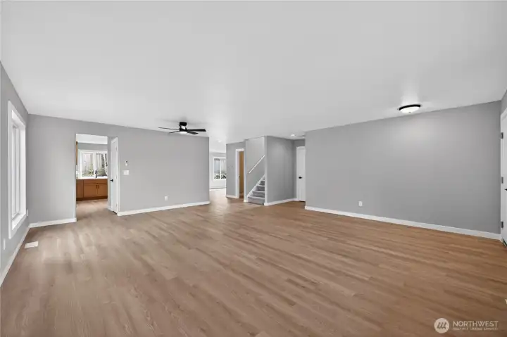 Living room from front corner