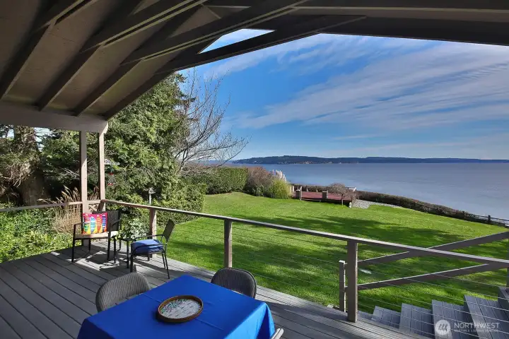 Covered deck area off the primary bedroom.
