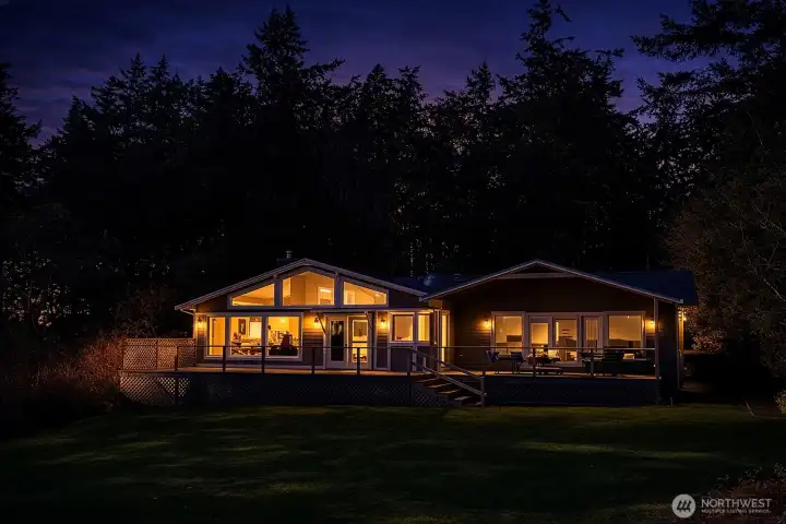 Exterior in early eve.