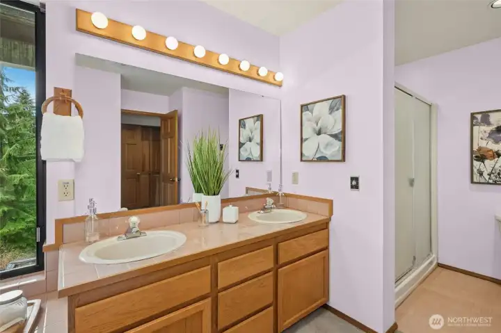 Primary bathroom provides a large footprint to work with.