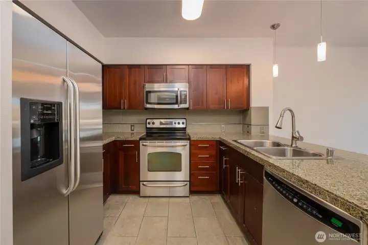 Updated kitchen with space for barstools