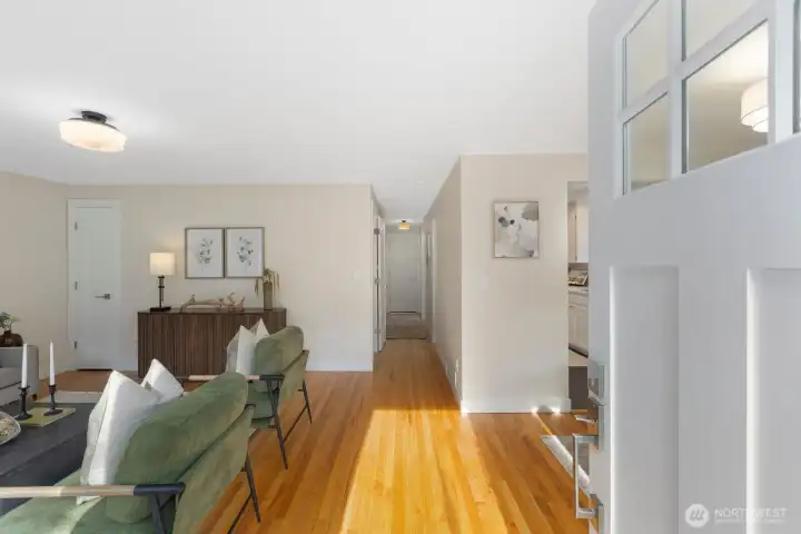 Step inside the updated light-filled main level