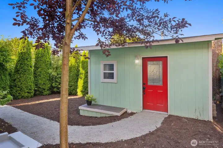 Newly built shed in the back yard