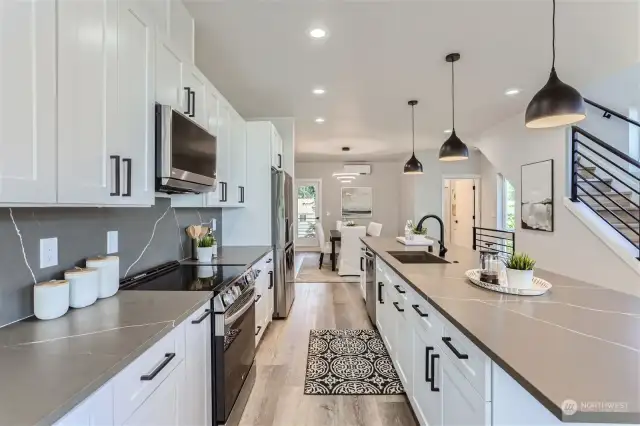 You are going to love these quartz countertops and back splash.