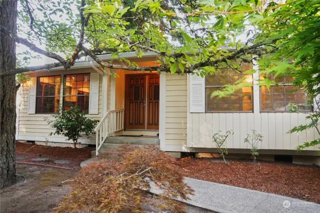 Double door entry for welcoming entrance.