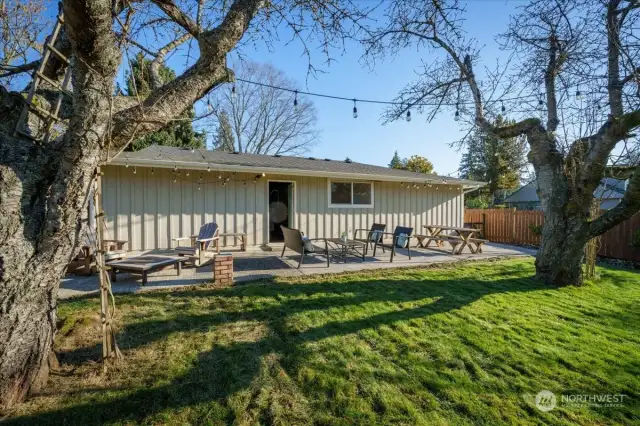 Fully fenced back yard.