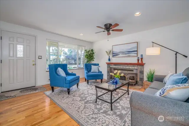 Enter the home to hardwood floors and lots of natural light. Wood burning fireplace has newly rebuilt chimney!