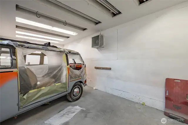 Paint room with built in fans for extra ventilation